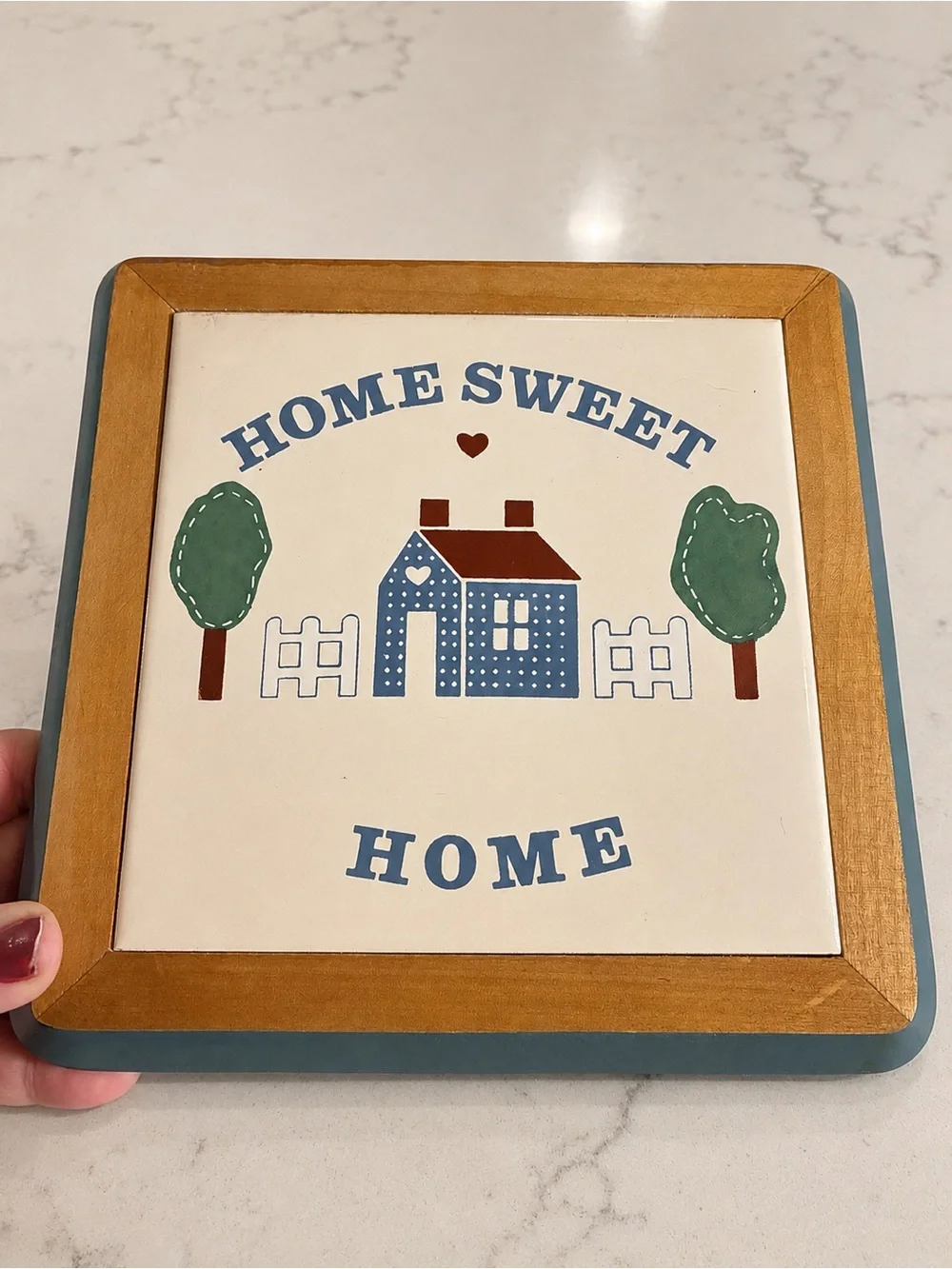 Set of 2 Vintage Home Sweet Home Ceramic Tile Trivets Wall Hangings Vintage